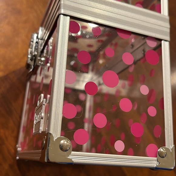 Y2K CABOODLES ACRYLIC MINI TRAIN CASE - PINK POLKA DOTS - BEAUTIFUL! - Picture 6 of 10